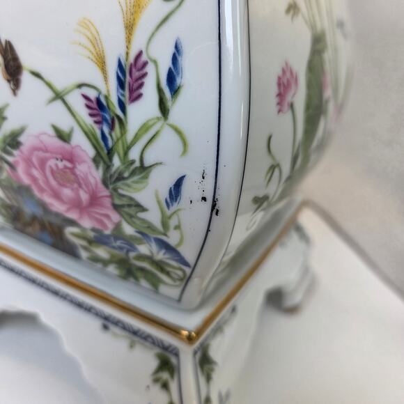 Franklin Porcelain 1986 Decorative Teapot w Stand Flowers Birds Japan FP Vintage - Picture 5 of 15